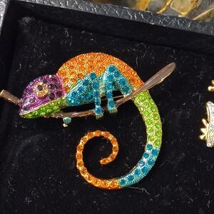 Colorful Chameleon Brooch
